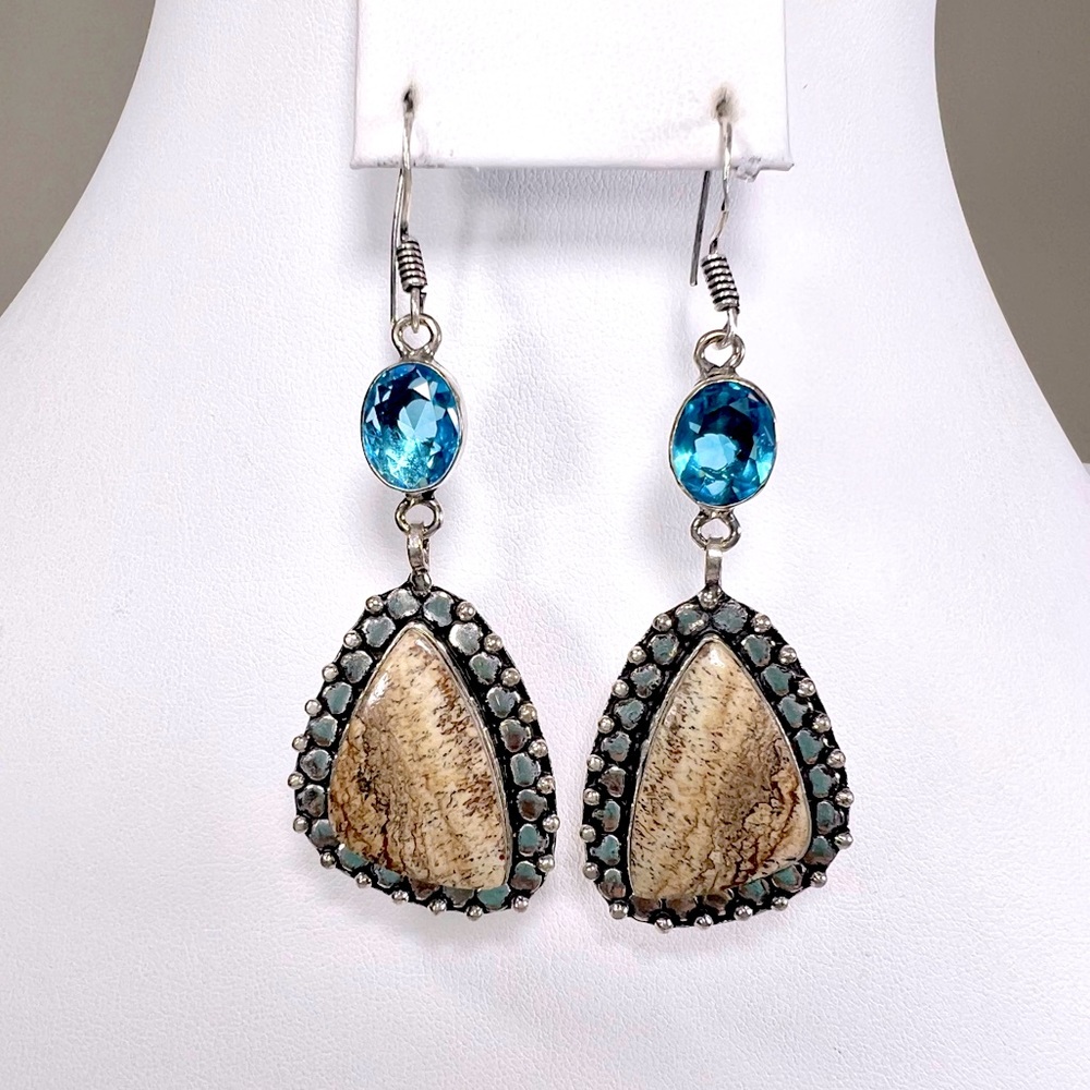 Picture Jasper 925 Gemstone Earrings